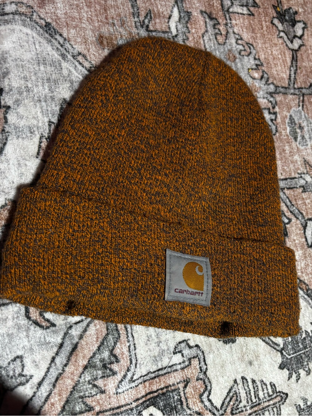 Carhartt Men’s Brown/Orange Marled Knit Beanie